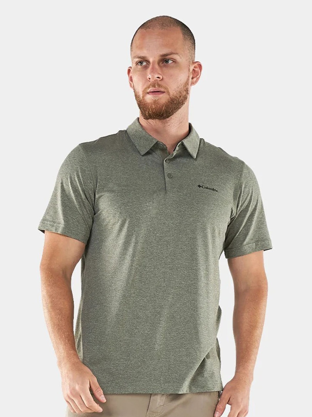 

Columbia Men Solid Polo Collar Slim Fit T-shirt, Green