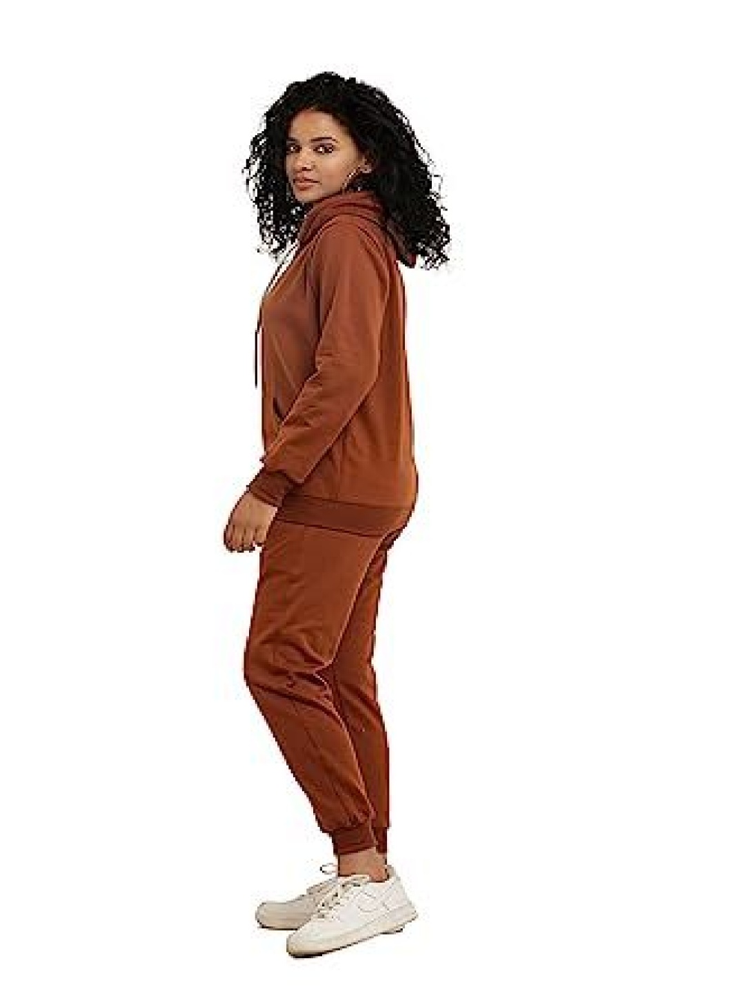 

NOTWILD Women Cotton Hooded Tracksuit, Brown