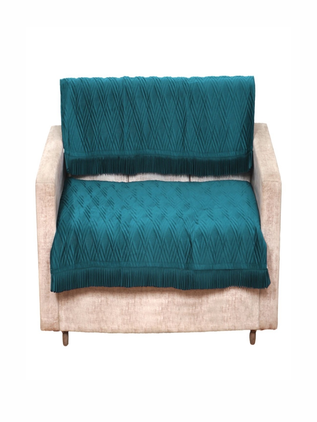 

Fashion Throw Teal 2 Pieces Velvet Sofa Cover