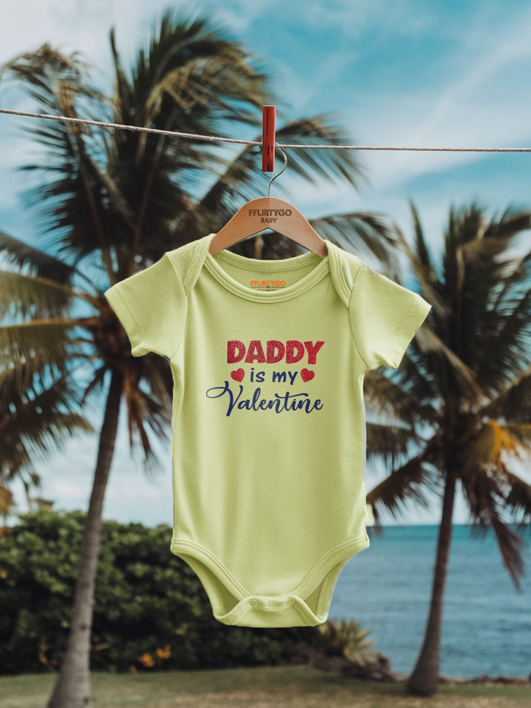 

FFLIRTYGO Infant Kids Valentine Day Printed Cotton Bodysuit, Green