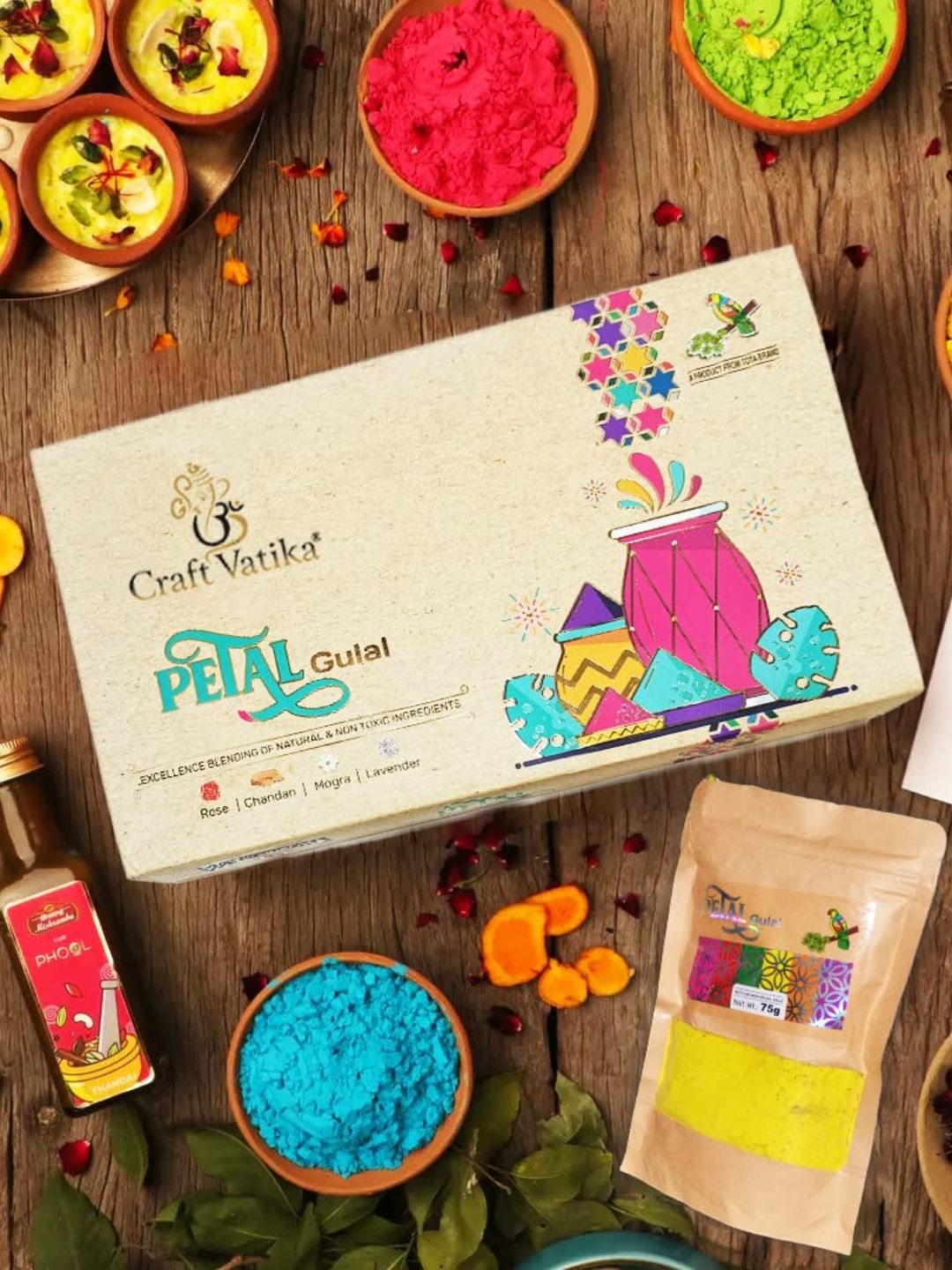 

CraftVatika Blue and Pink Organic Herbal Holi Colours Box