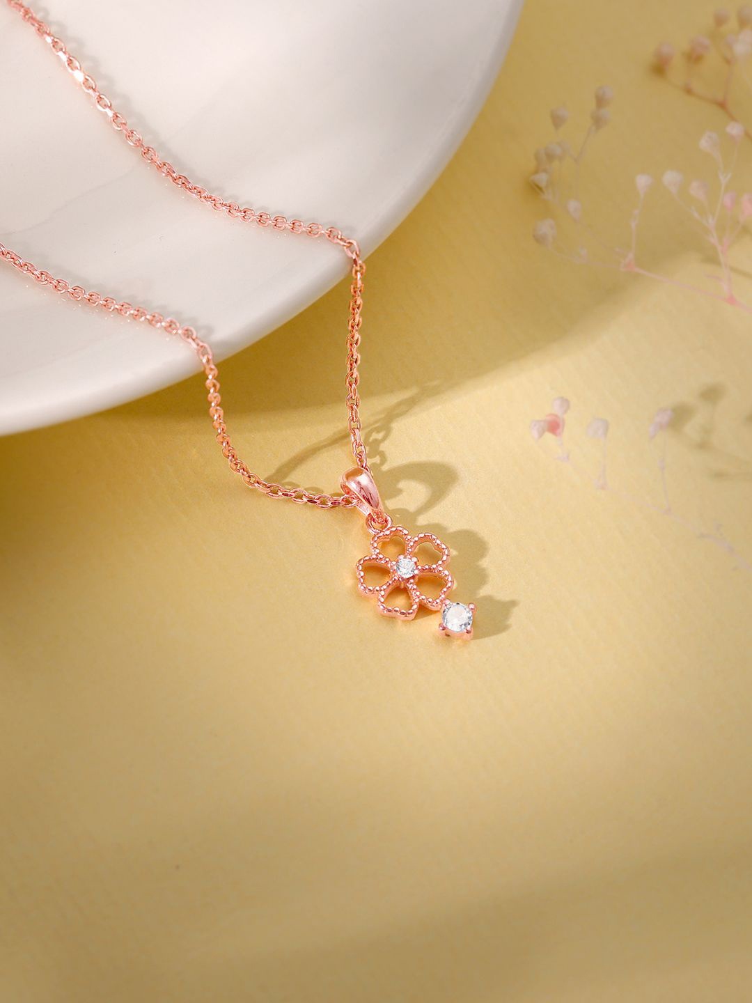 

GIVA Rose Gold-Plated Floral Pendants with Chains