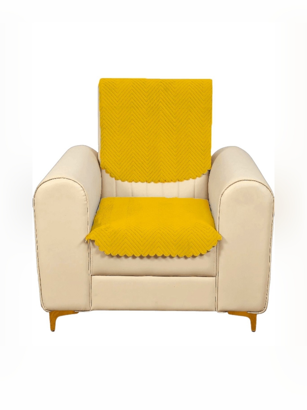 

Fashion Throw Yellow Velvet 2 Piece Sofa Cover