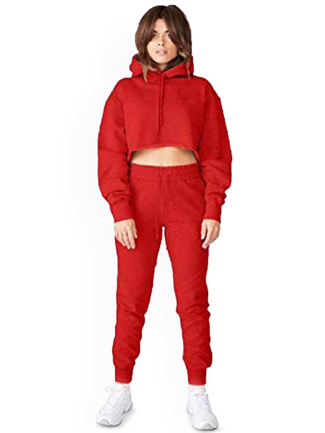 

NOTWILD Women Cotton Hooded Tracksuit, Red