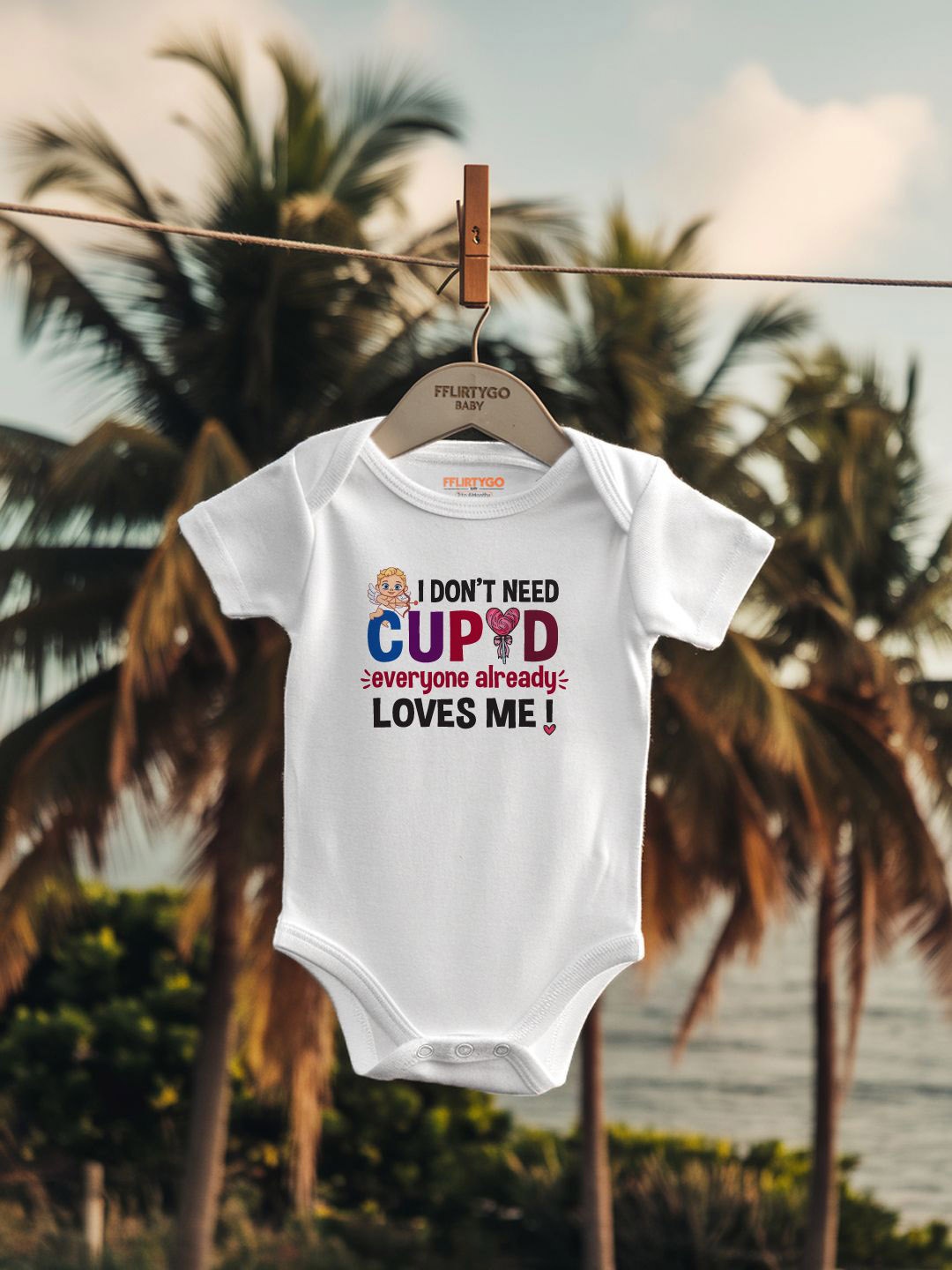 

FFLIRTYGO Infants Valentine Day Printed Cotton Bodysuit, White