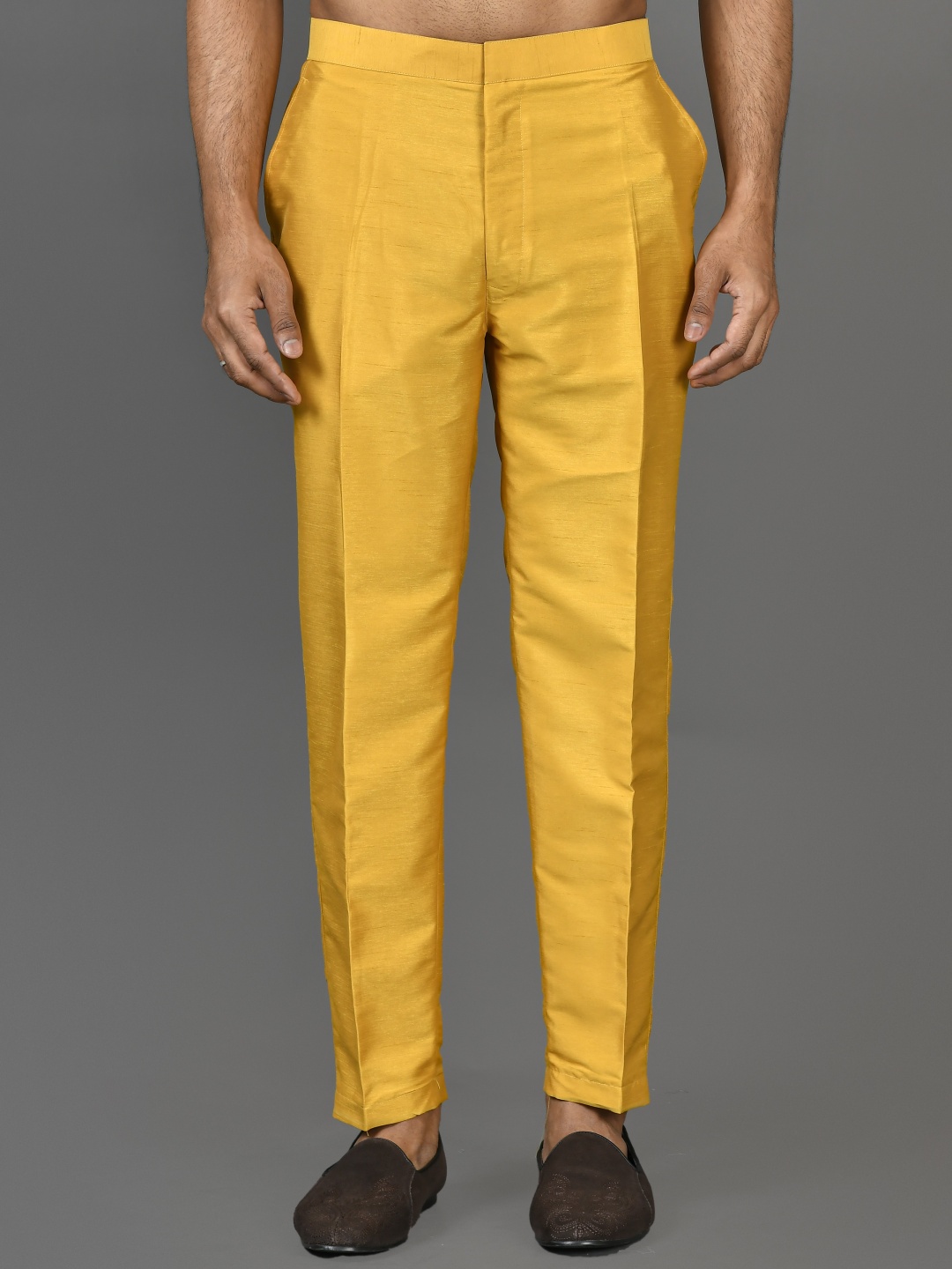 

Sayisha Men Comfort Low-Rise Solid Trousers, Yellow