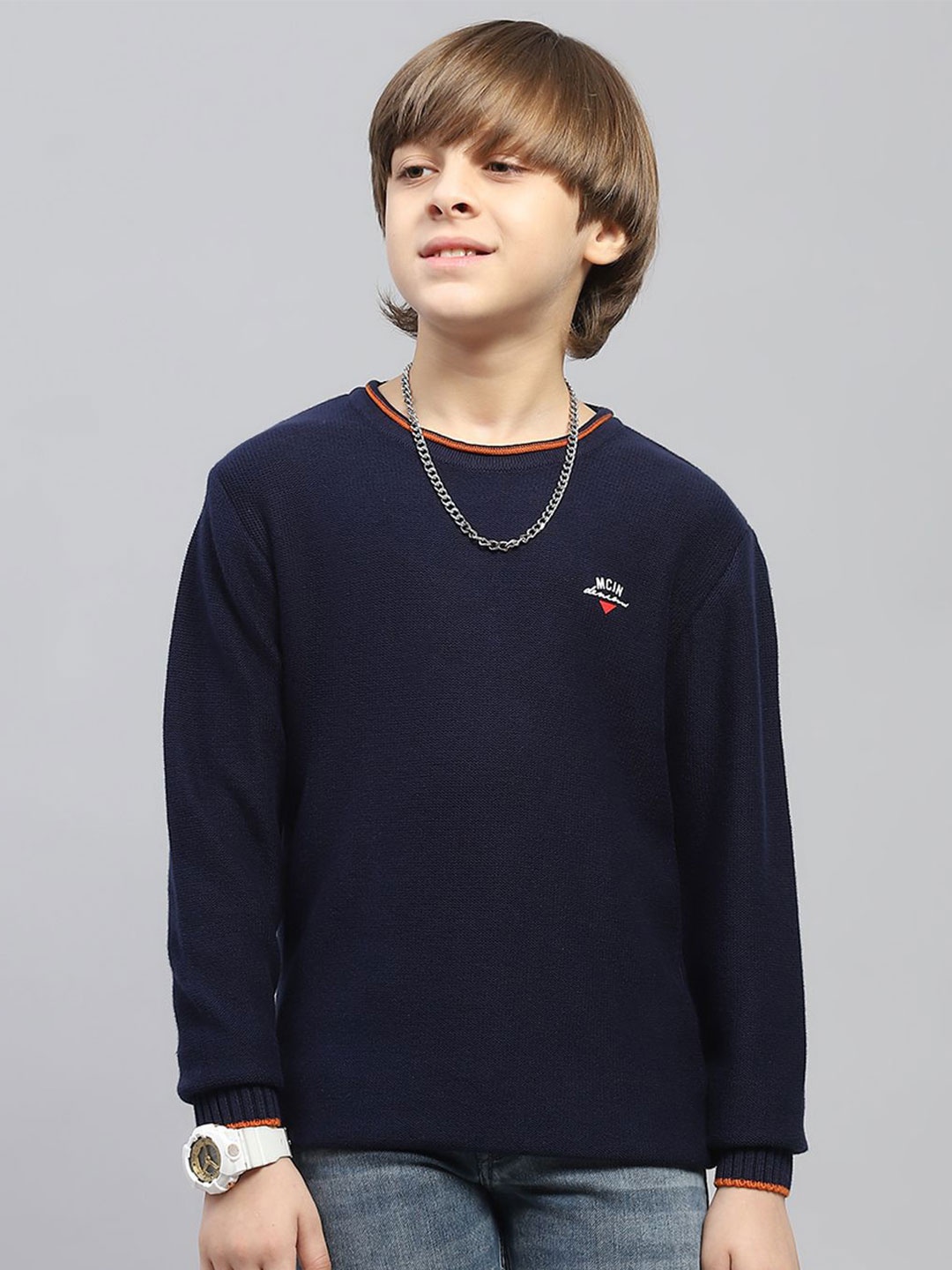 

Monte Carlo Boys Round Neck Pullover Sweater, Navy blue