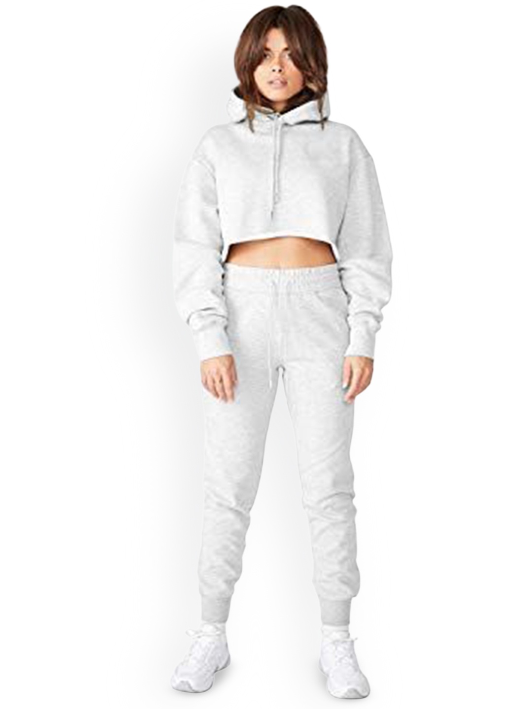 

NOTWILD Women Cotton Hooded Tracksuit, White