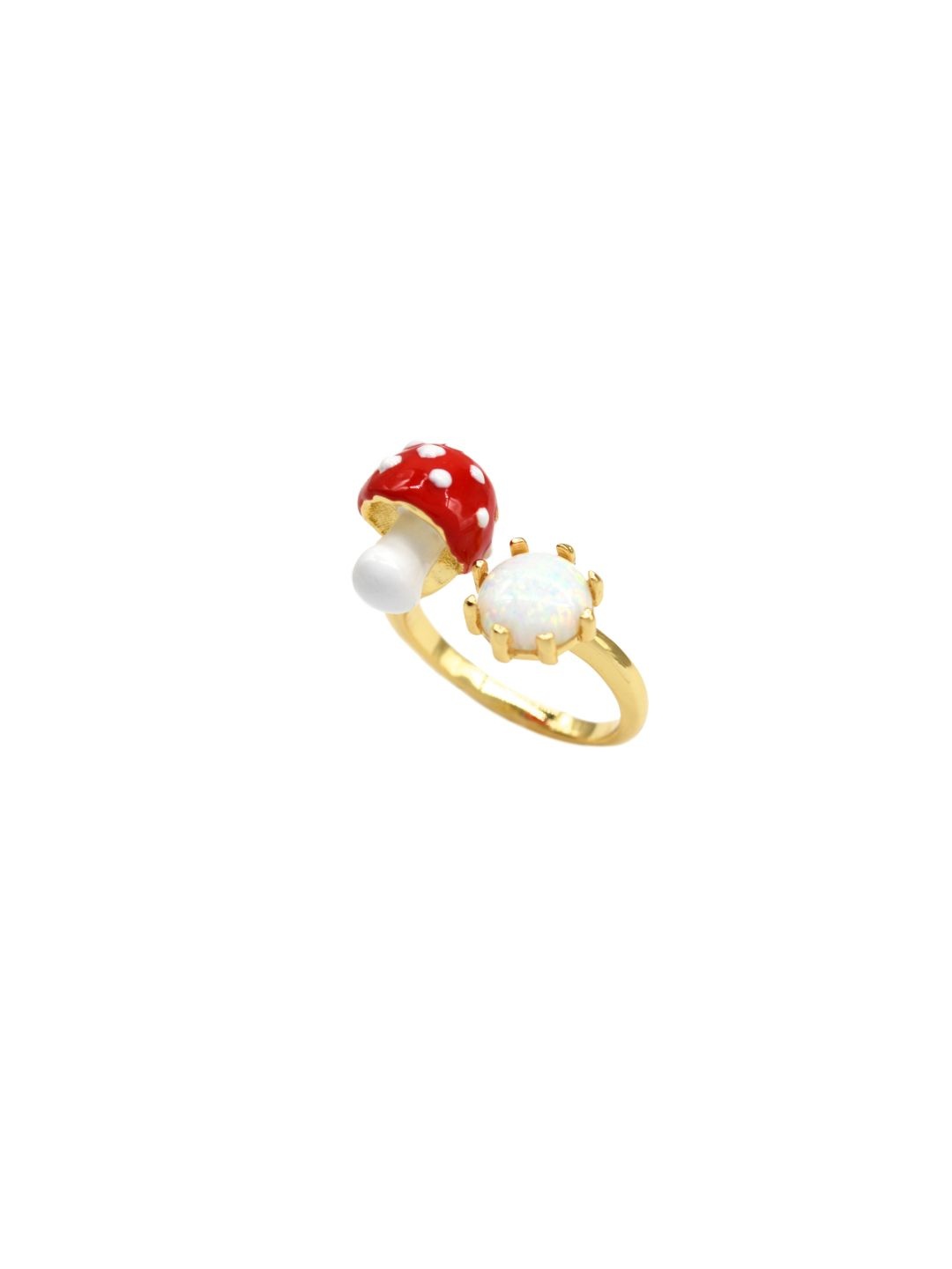 

Sahi London Gold-Plated Artificial Stones Studded Mushroom Adjustable Finger Ring