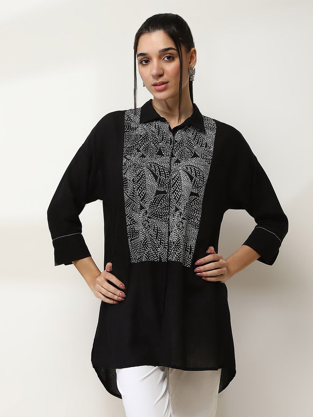 

Rangriti Shirt Collar Tunic, Black