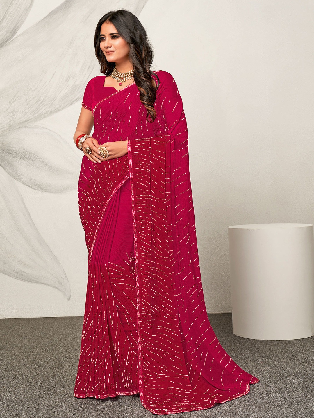 

Laxmipati Embellished Beads and Stones Saree, Pink