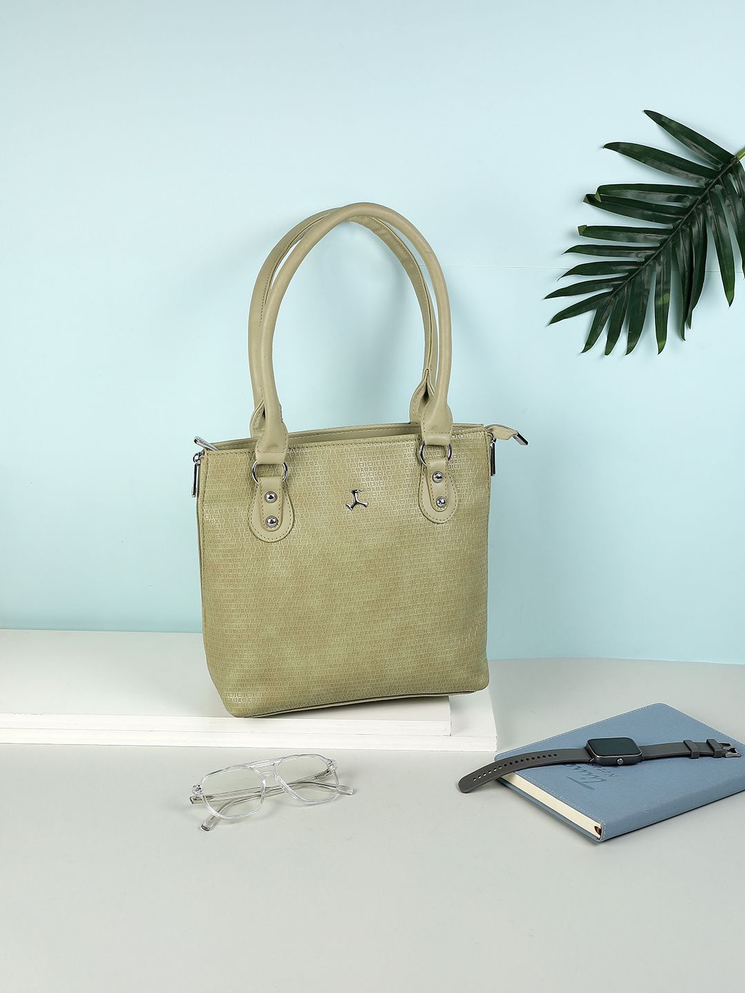 

Mochi Women Textured Structured Shoulder Bag, Cream
