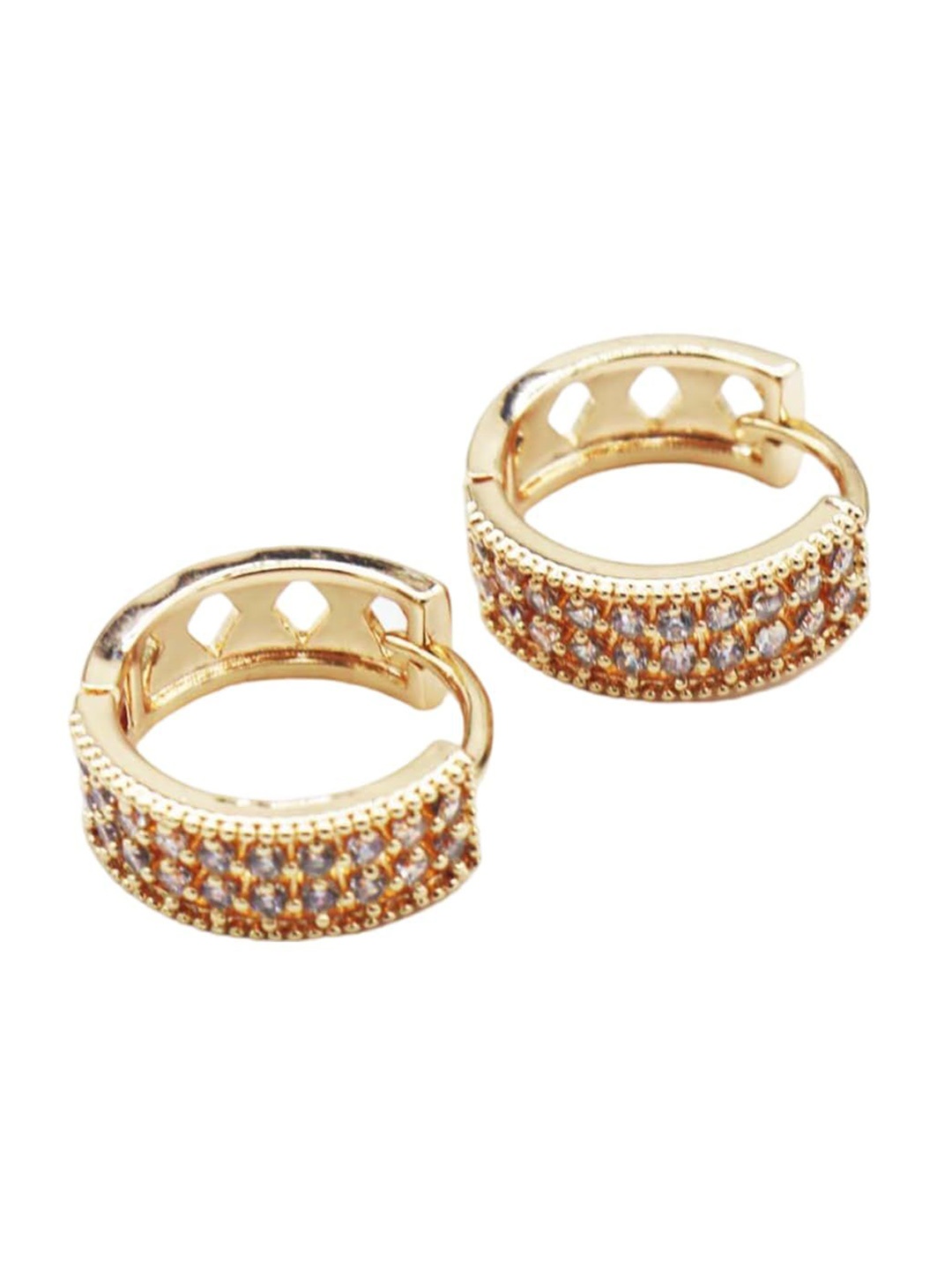 

ISHI New York Rose Gold-Plated Diamond-Dusted Hoop Earrings