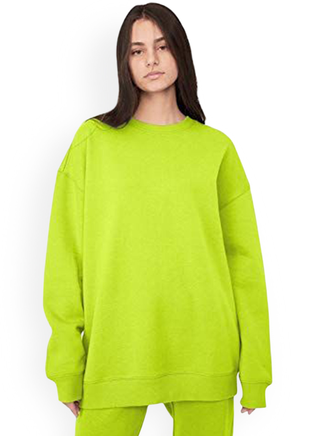 

NOTWILD Round Neck Long Sleeve Tracksuit, Fluorescent green