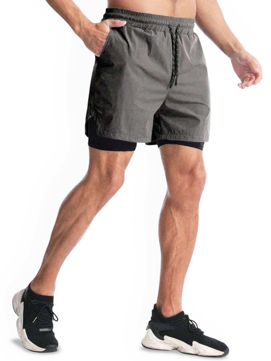 

MASCARI Men High-Rise Dri-FIT Running Sports Shorts, Grey
