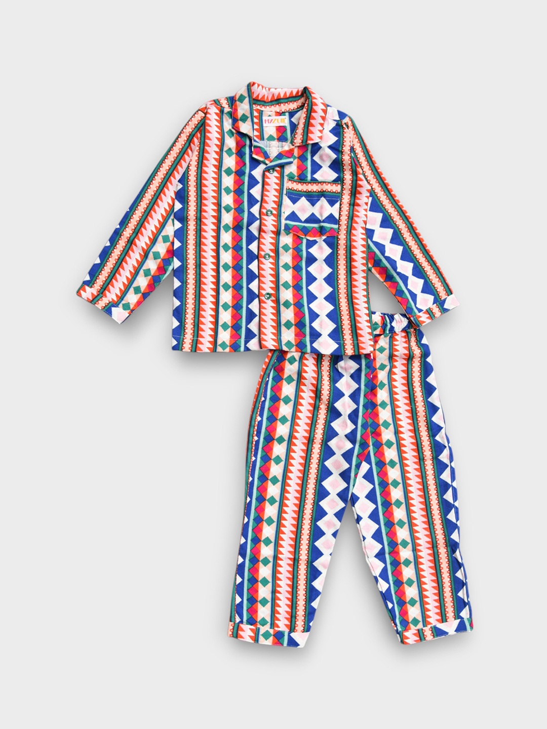 

MYZUIE Kids Printed Pure Cotton Night suit, Blue
