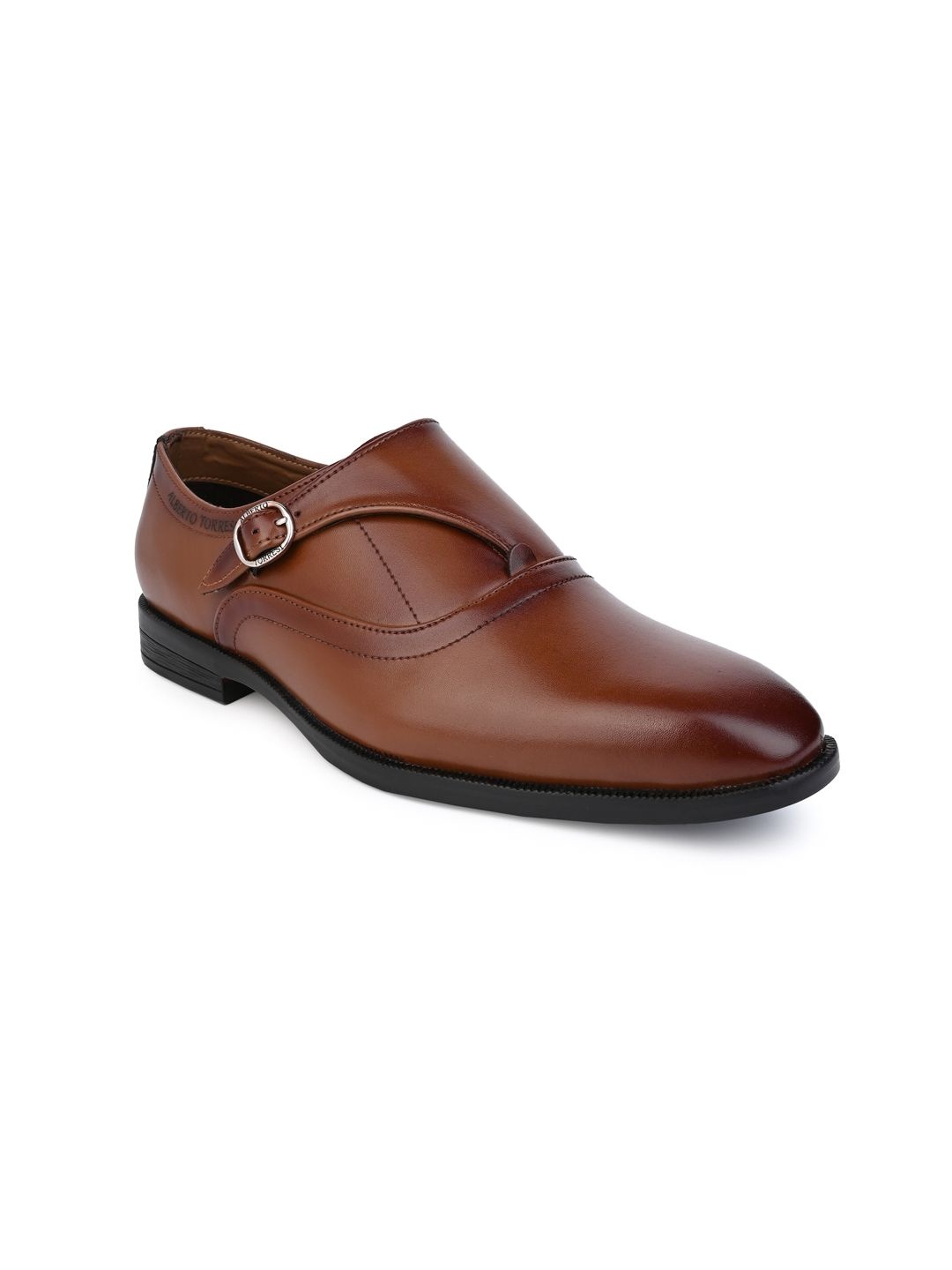 

Alberto Torresi Men Hungary Series Round Toe Formal Monk Shoes, Tan