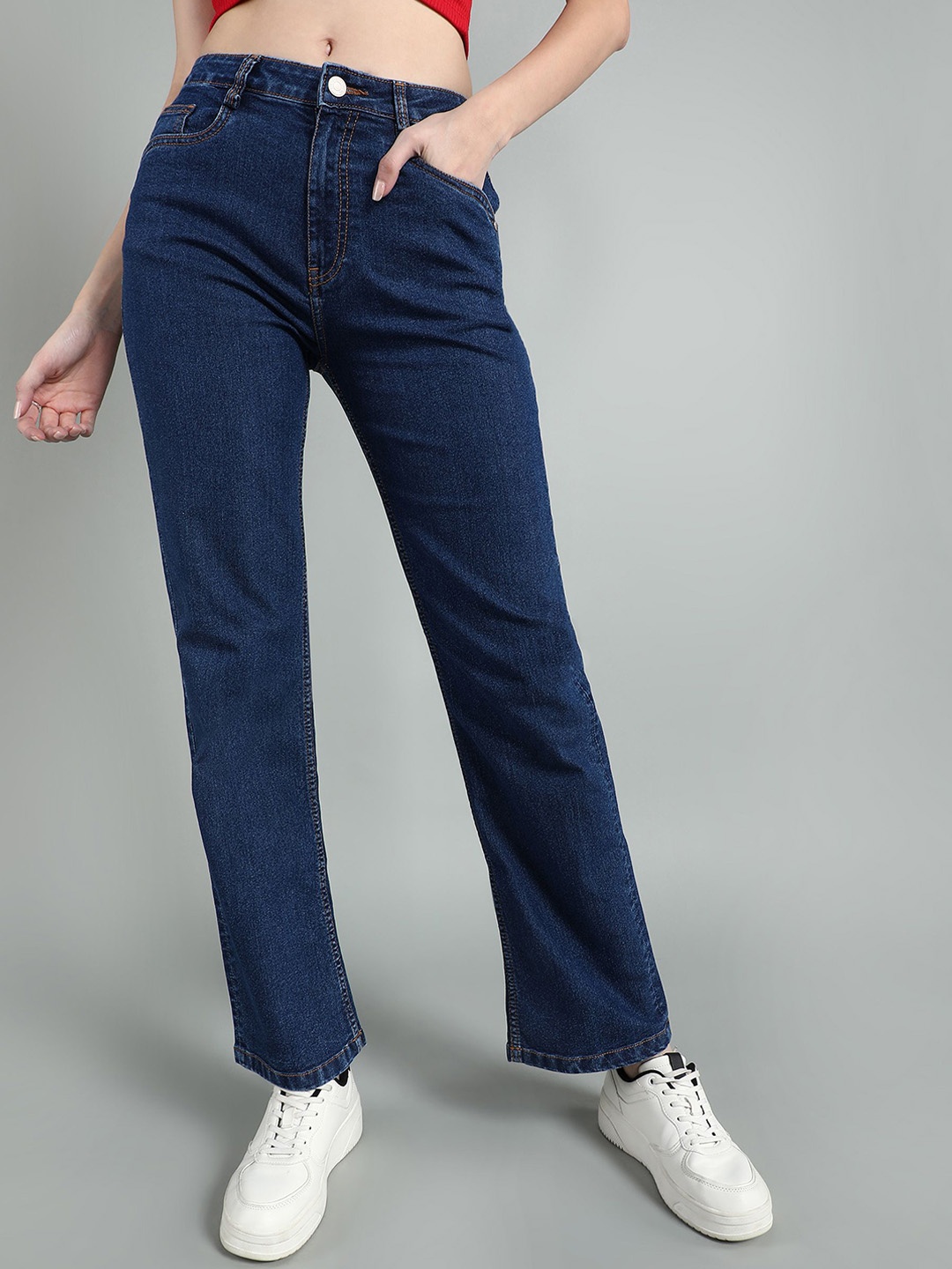 

Mast & Harbour Women Straight Fit Stretchable Jeans, Blue