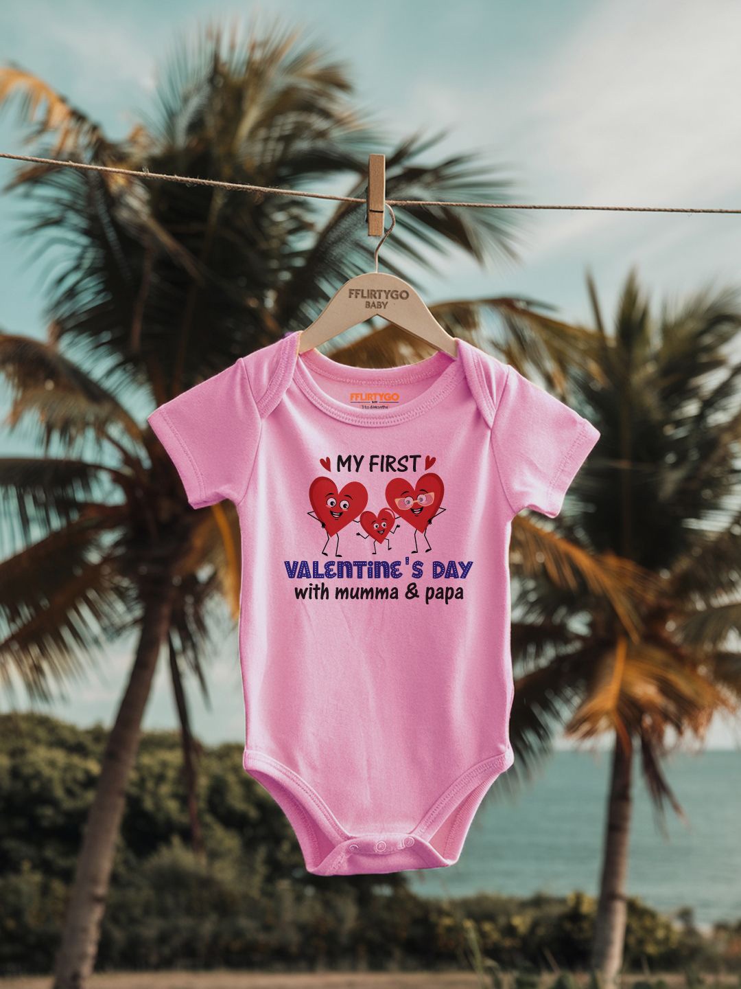 

FFLIRTYGO Infants Valentine Day Printed Cotton Bodysuit, Pink