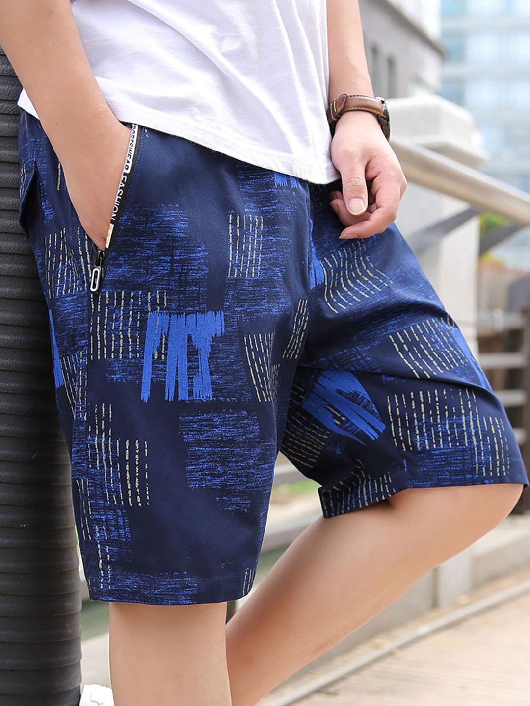 

StyleCast x Revolte Men Printed Shorts, Navy blue