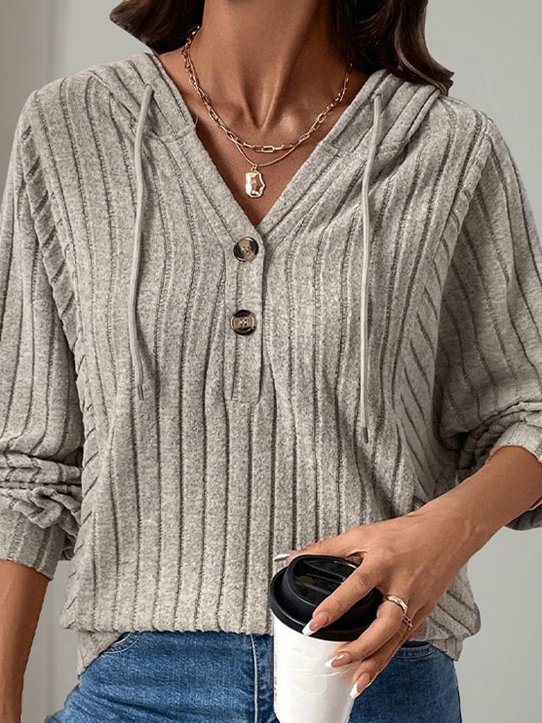 

StyleCast x Revolte Women Self Design Pullover Sweaters, Khaki