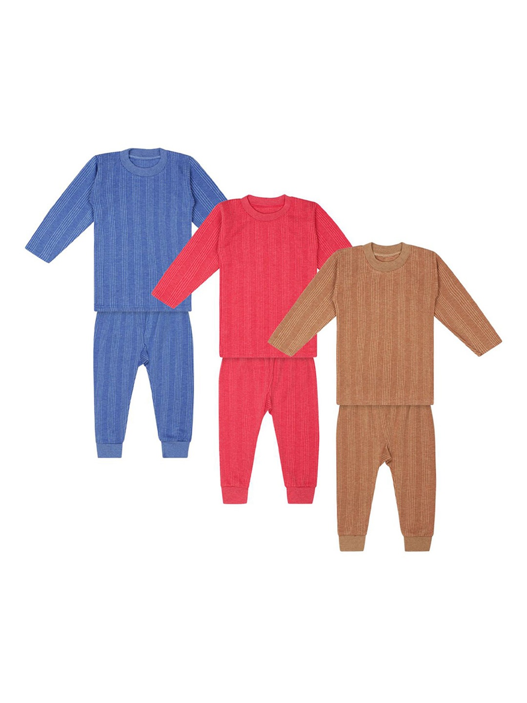 

Superminis Kids Pack Of 3 Solid Cotton Thermal Set, Brown