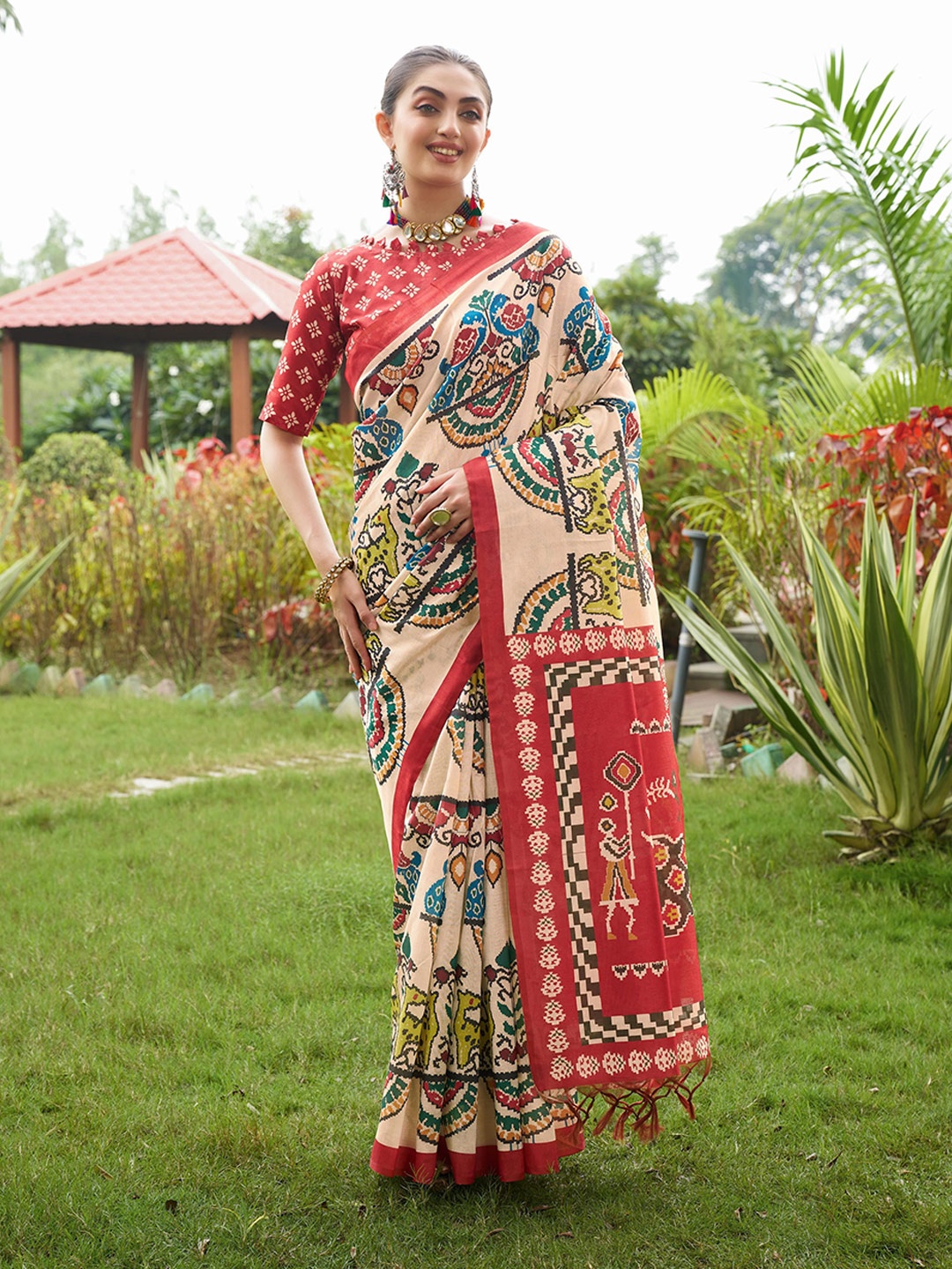 

Kandora Pure Silk Tussar Saree, Beige