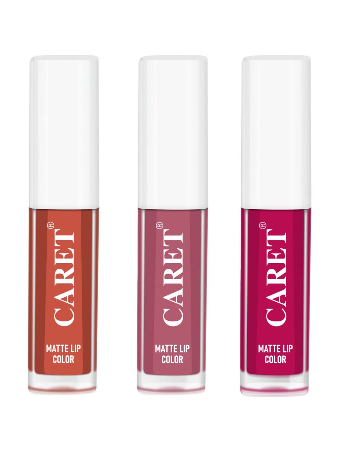 

CARET ORGANIC Set Of 3 Super-Pigmented Liquid Matte Lipsticks - 6 ml - Shade 6 -2 -5, Pink