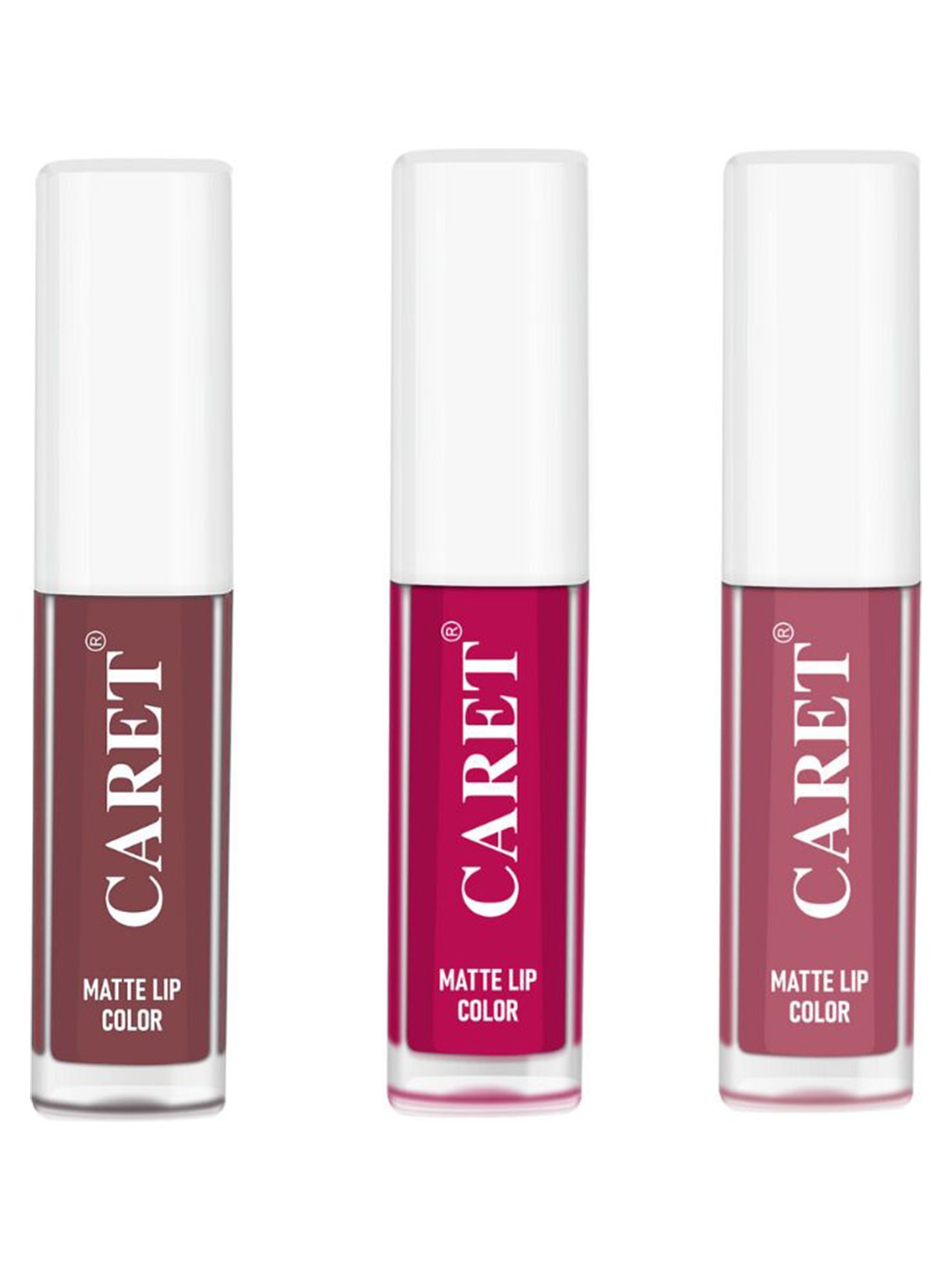 

CARET ORGANIC Set Of 3 Super-Pigmented Liquid Matte Lipsticks - 6 ml - 1-5-2, Pink