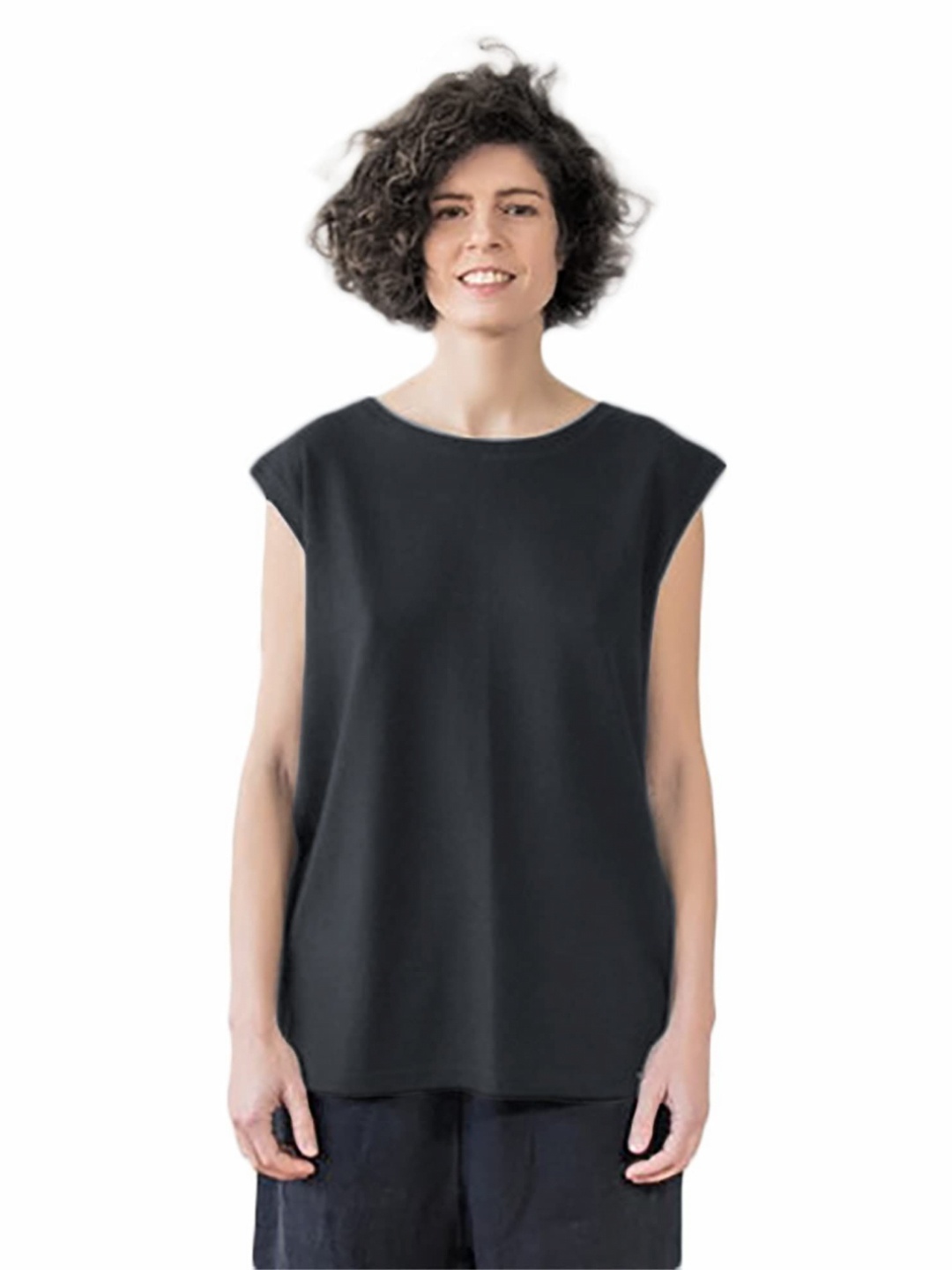 

NOTWILD Women Solid Round Neck Cotton T-shirt, Black