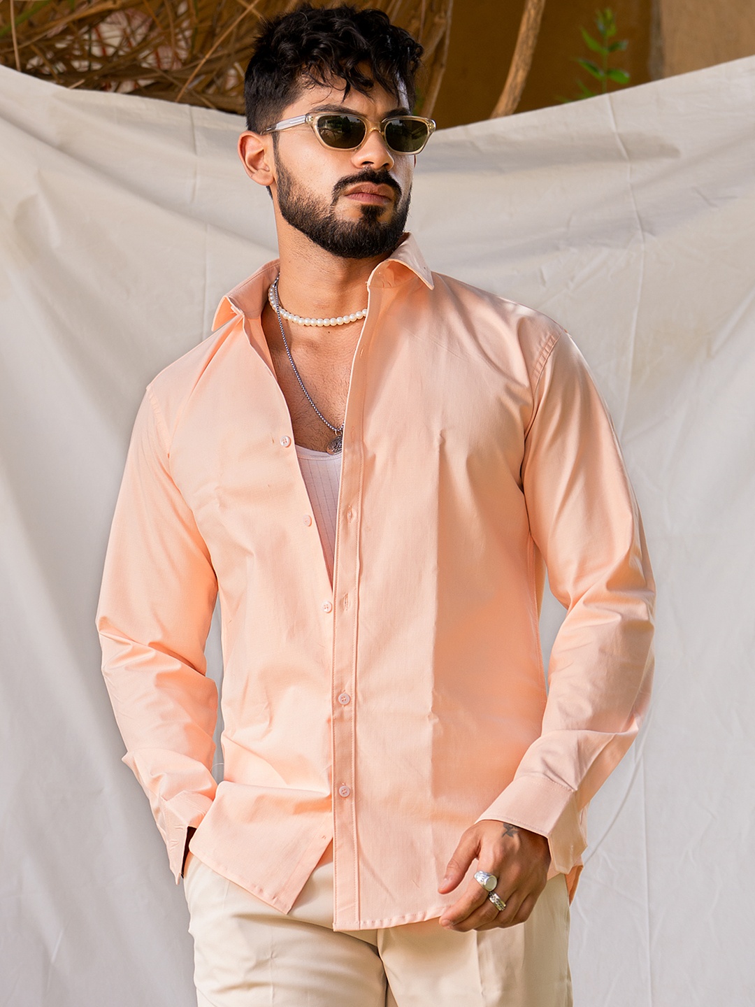 

Tistabene Men Comfort Opaque Casual Shirt, Peach