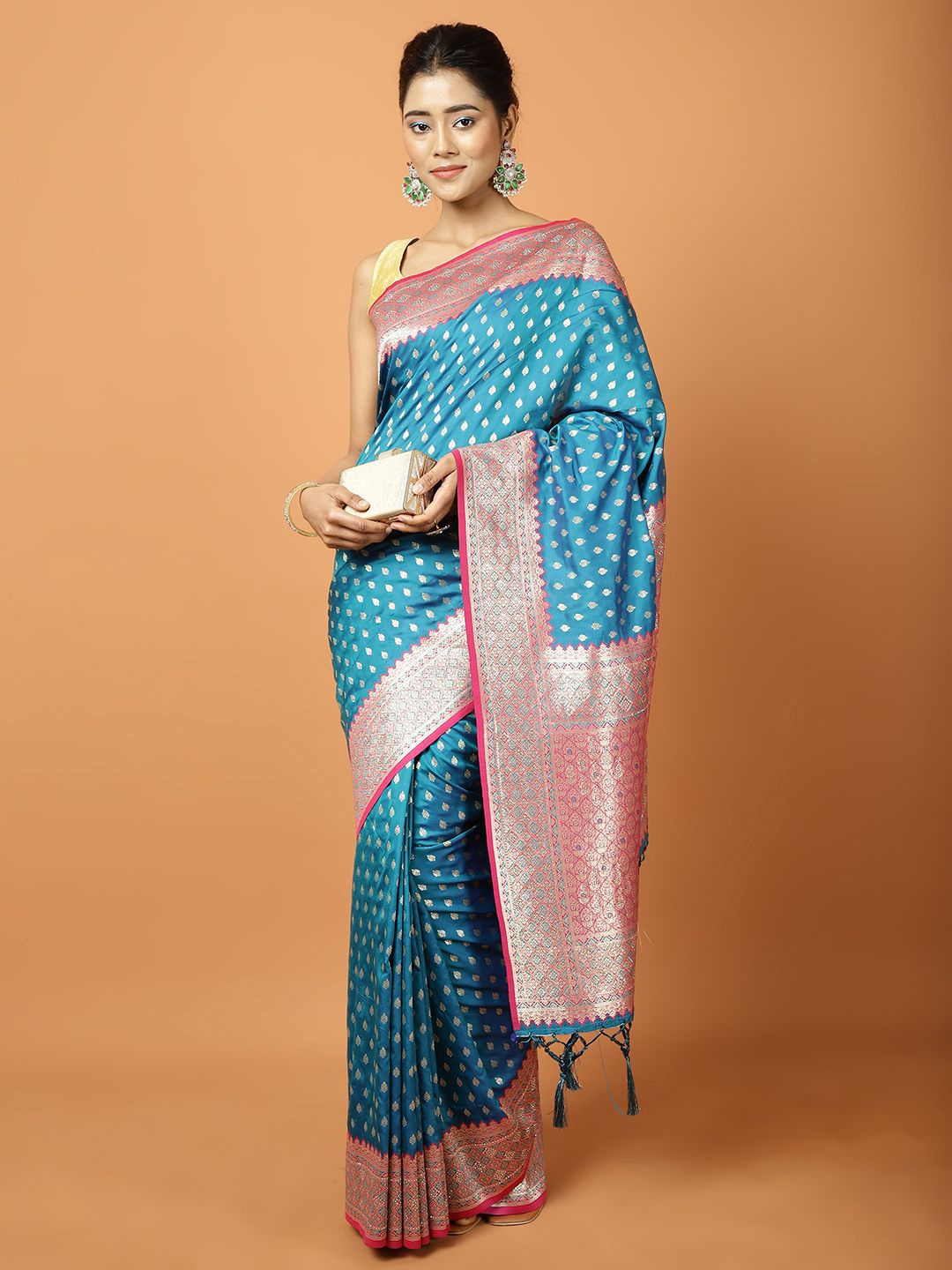 

Meena Bazaar Woven Design Zari Banarasi Saree, Blue