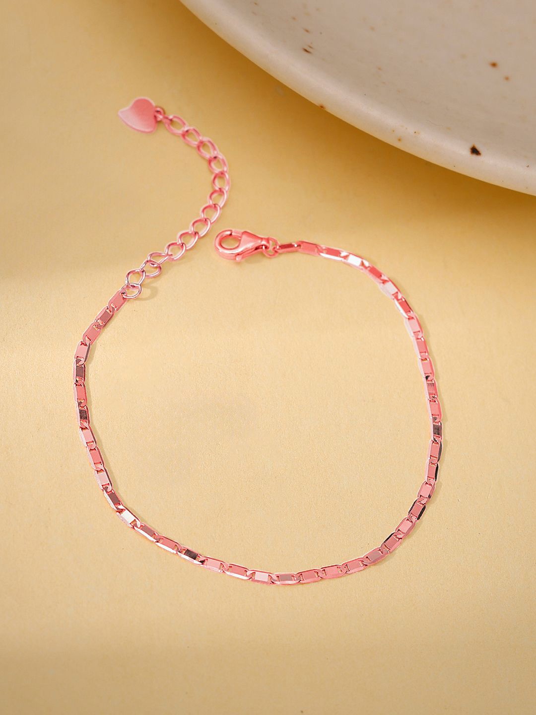 

GIVA Women Sterling Silver Rose Gold-Plated Link Bracelet