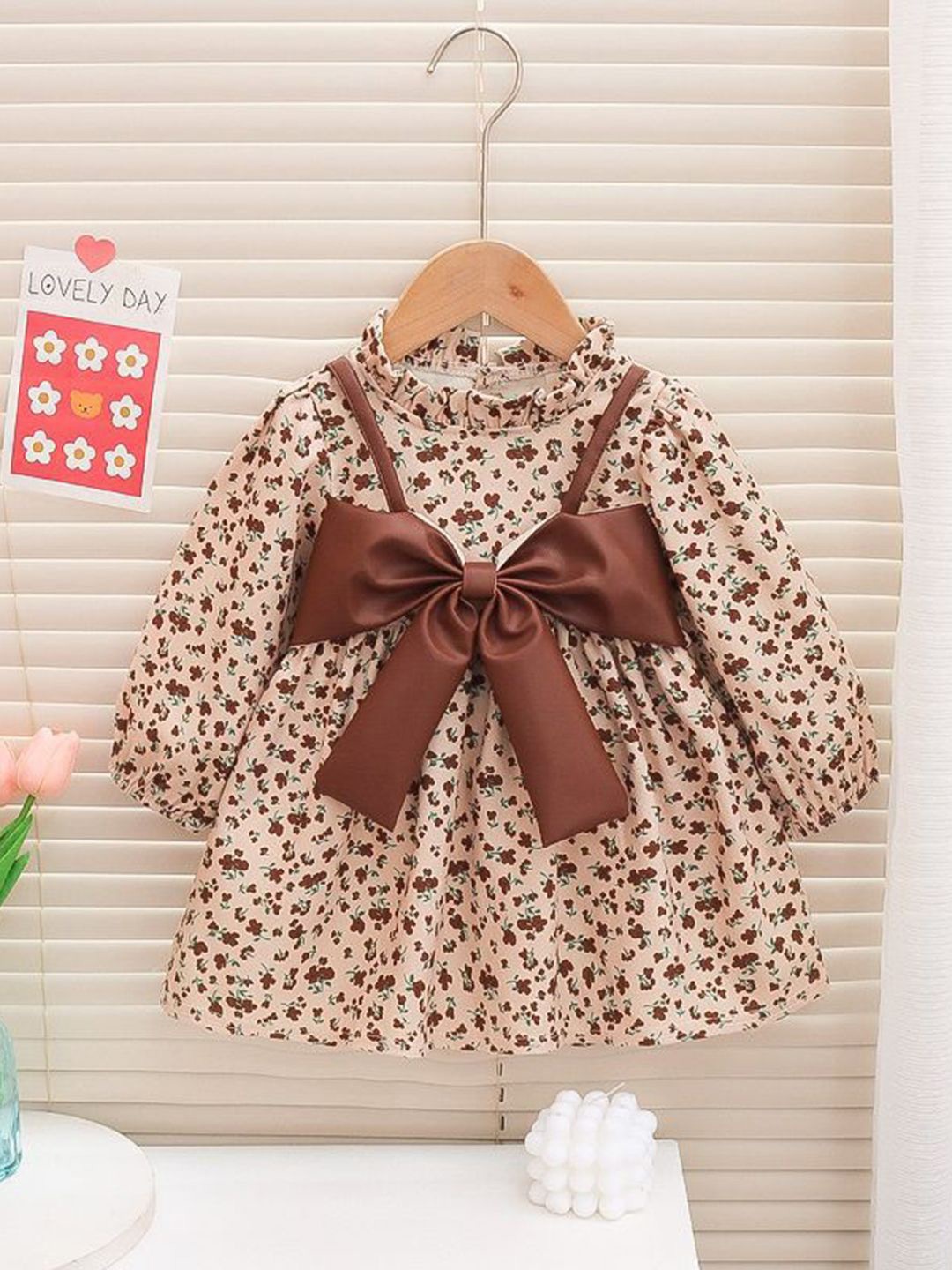 

YK Floral Print Fit & Flare Dress, Brown