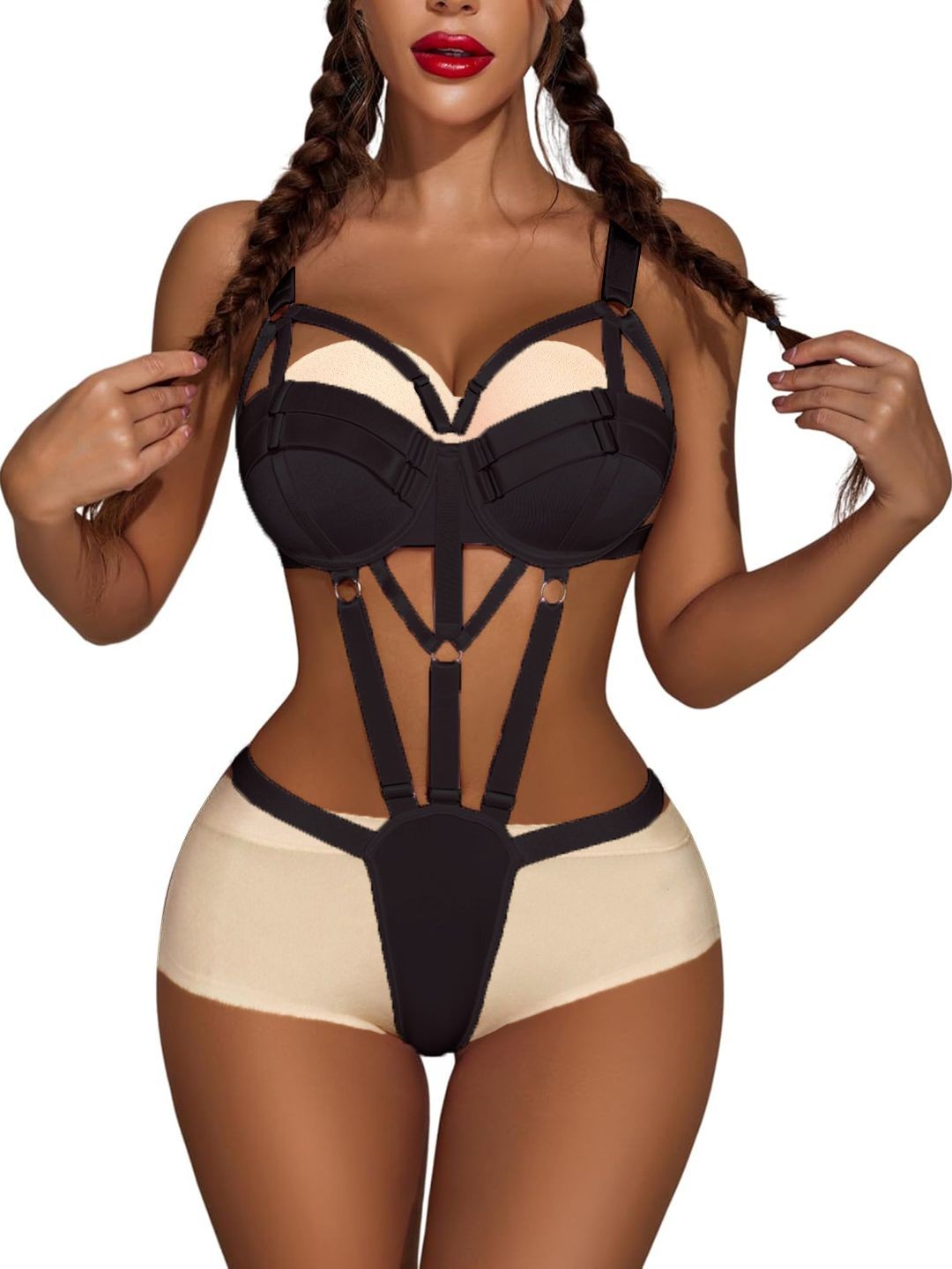 

FIMBUL Women Shoulder Straps Baby Doll, Black