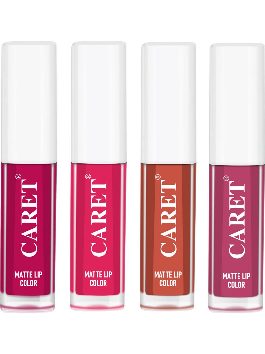 

CARET ORGANIC Set Of 4 Super-Pigmented Quick Dry Liquid Matte Lipsticks - 8 ml - 5-4-6-8, Pink
