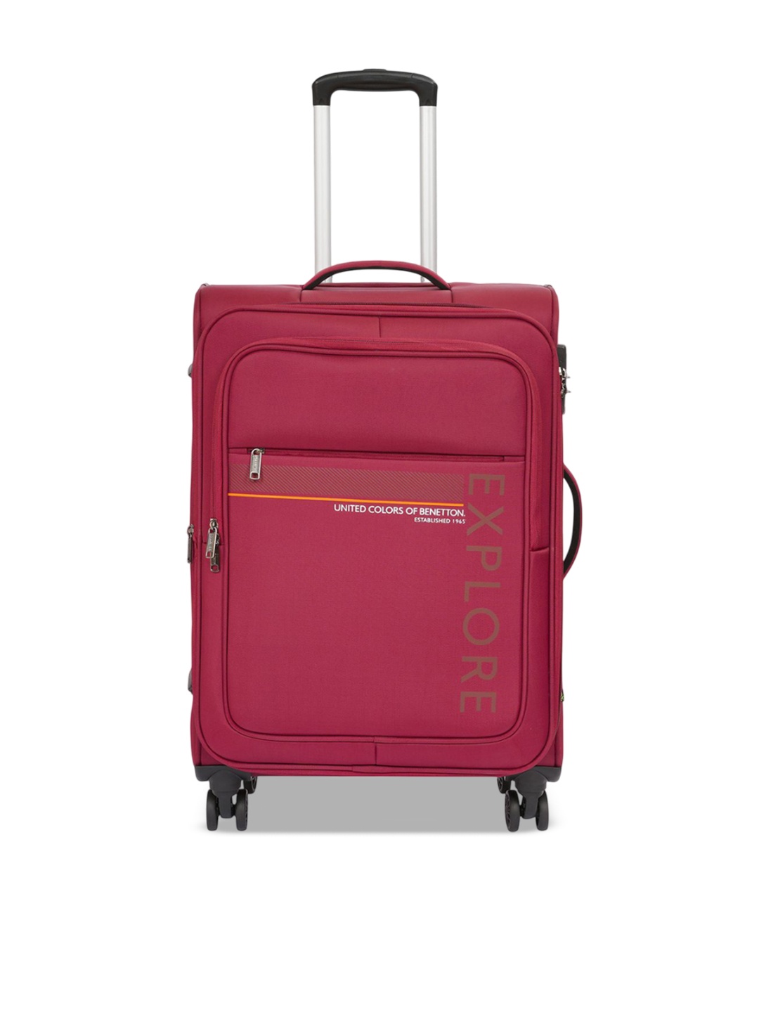 

United Colors of Benetton Garret Plus Printed Soft-Sided Large Trolley Bag, Maroon