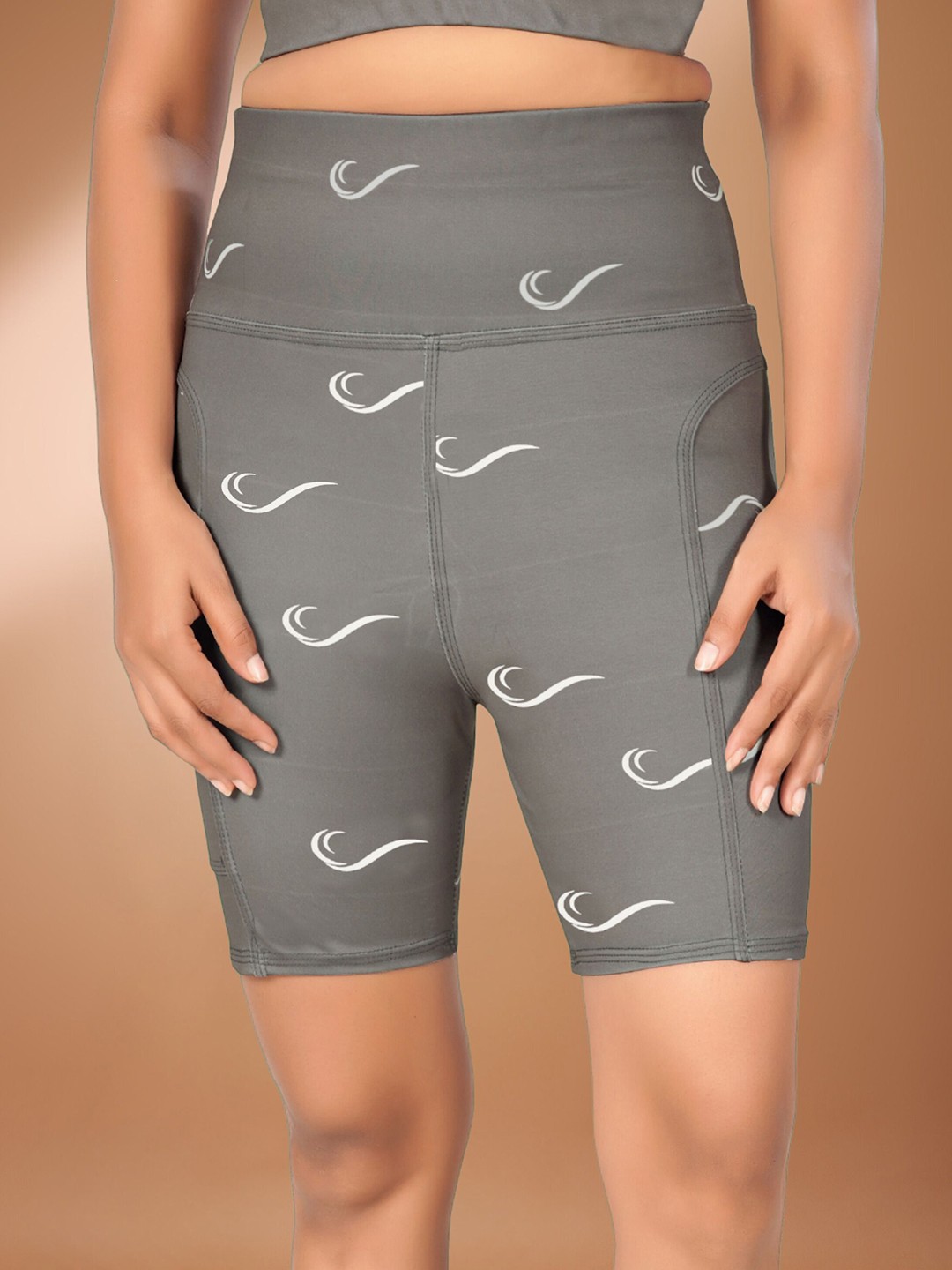 

POOJARAN SAREE Printed High Rise Tights, Grey