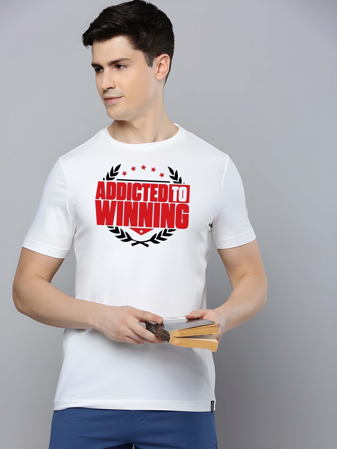 

BOWLIFESTYLE Men Pure Cotton T-shirt, White