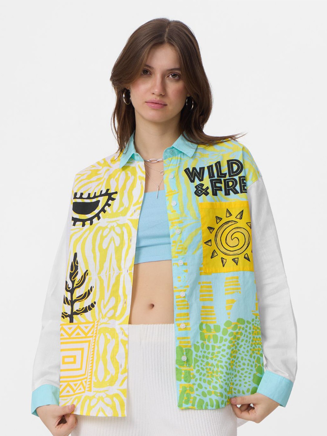 

The Souled Store Cotton Half Sleeves Oversized Graphic Printed T-shirt, White