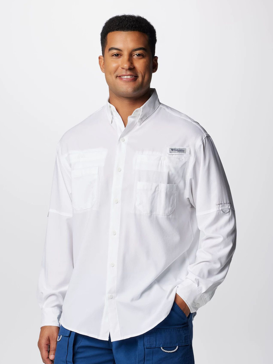 

Columbia Men Classic Fit Button-Down Collar Solid Casual Shirt, White