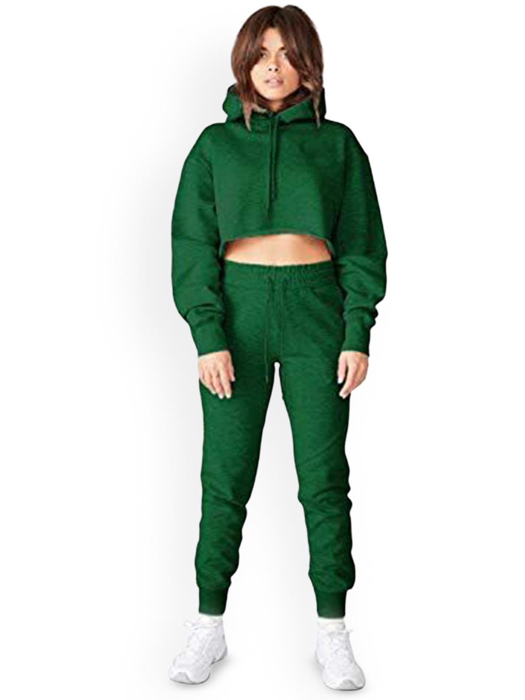 

NOTWILD Women Cotton Hooded Tracksuit, Green