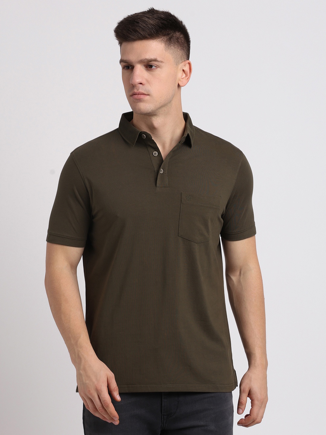 

Turtle Men Solid Polo Collar Cotton Slim Fit T-shirt, Brown