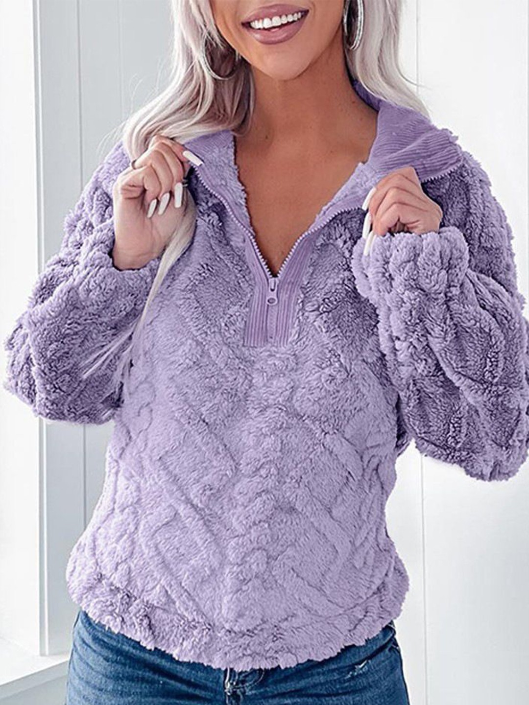 

StyleCast x Revolte Women Mock Collar Pullover Sweatshirt, Purple