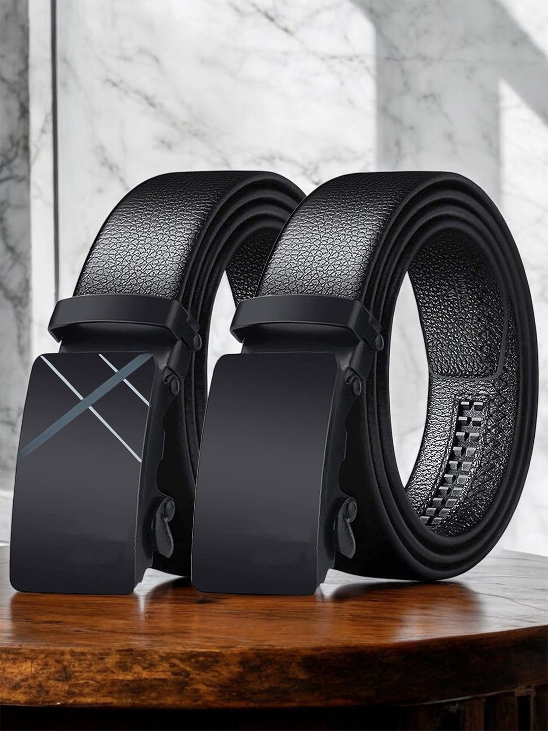 

Provogue Men Pack Of 2 Textured PU Belt, Black