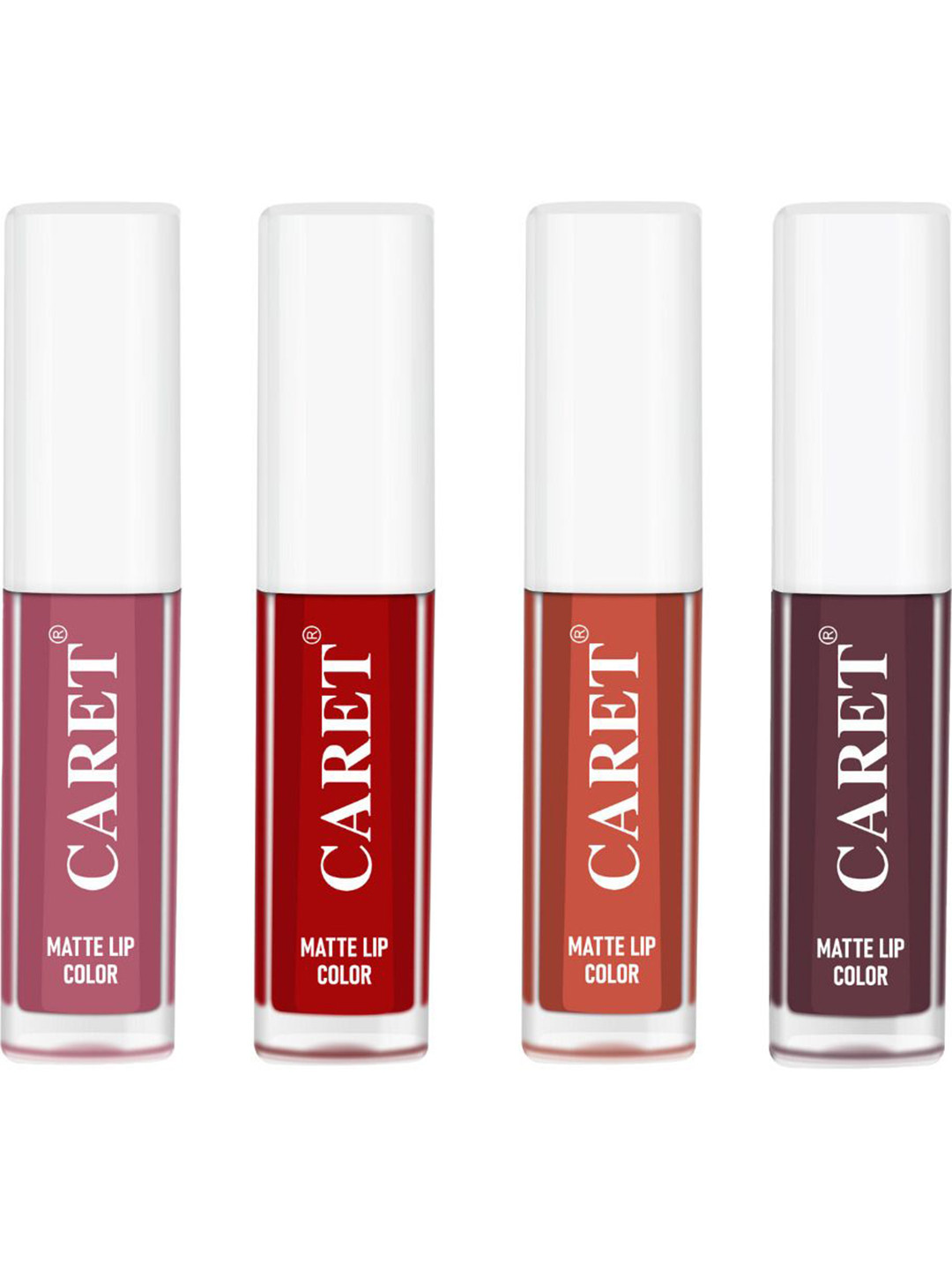 

CARET ORGANIC Set Of 4 Super-Pigmented Liquid Matte Lipsticks - 8 ml - 2-3-6-7, Red