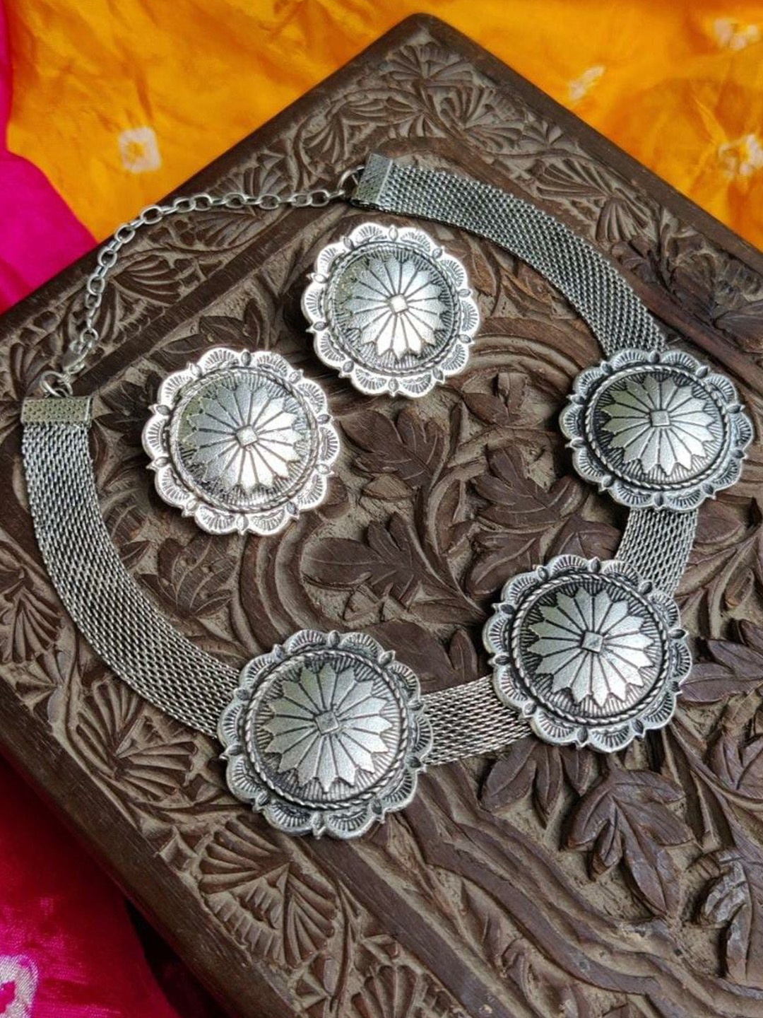 

Janpath Online Oxidised Jewellery Set, Silver