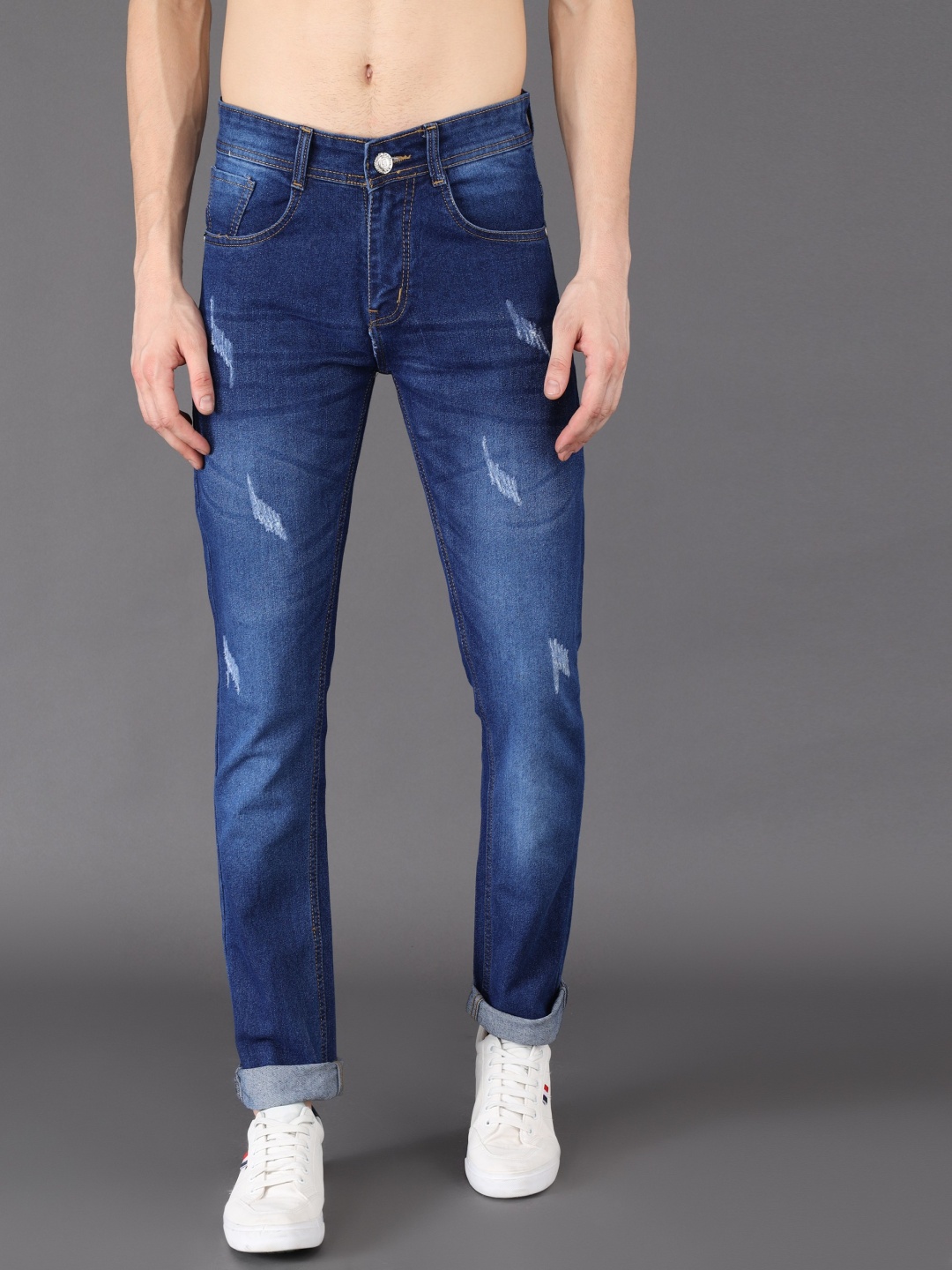 

Sobbers Men Slim Fit Light Fade Stretchable Jeans, Blue
