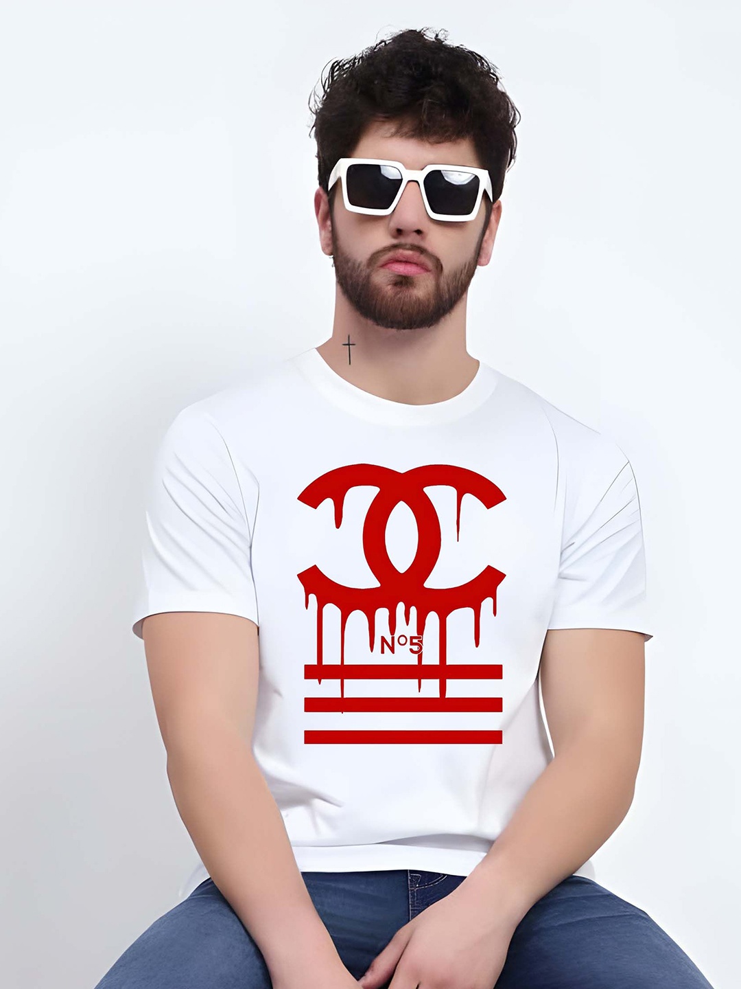 

BOWLIFESTYLE Men Pure Cotton T-shirt, White
