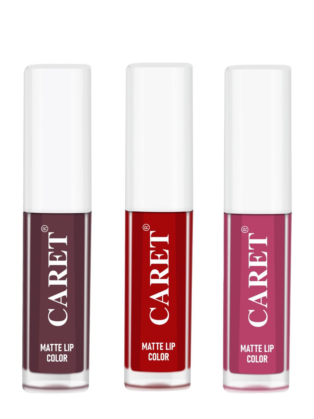 

CARET ORGANIC Set Of 3 Super-Pigmented Liquid Matte Lipsticks - 6 ml - 7 - 3 - 8, Pink